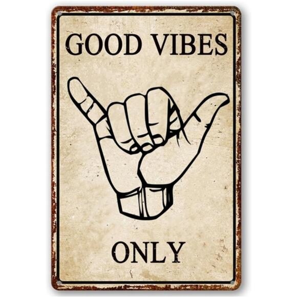 Funny Metal Tin Sign Good Vibes Only Sign Vintage Road Signs Beach Room Decor - Picture 1 of 8